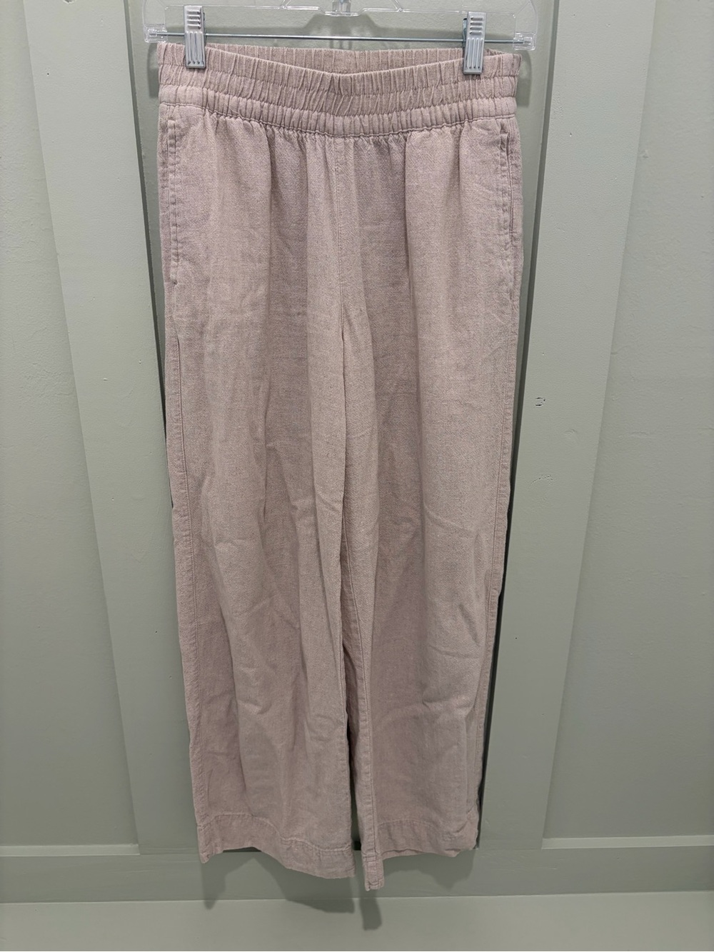 Relaxed Elastic-Waist women’s linen Pants in Light tan/natural